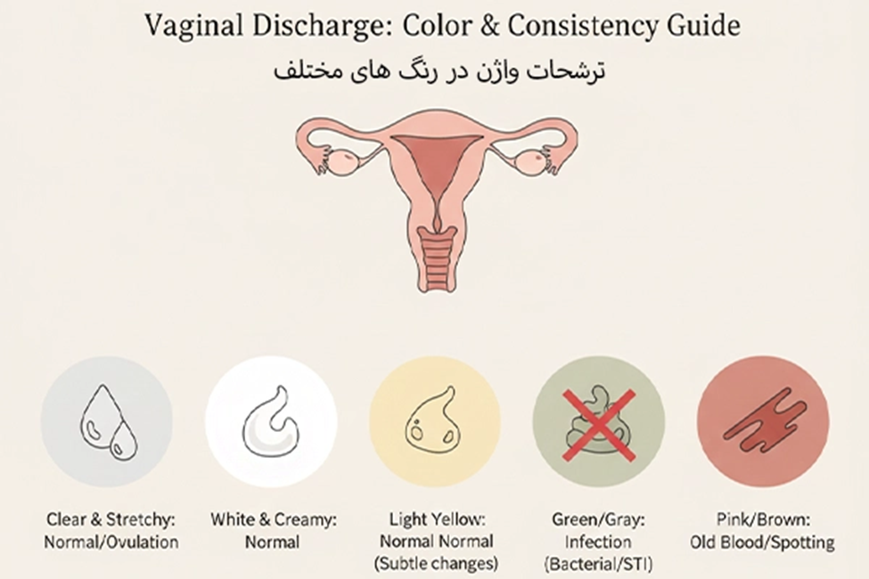 ترشحات واژن در رنگ بندی های مختلف